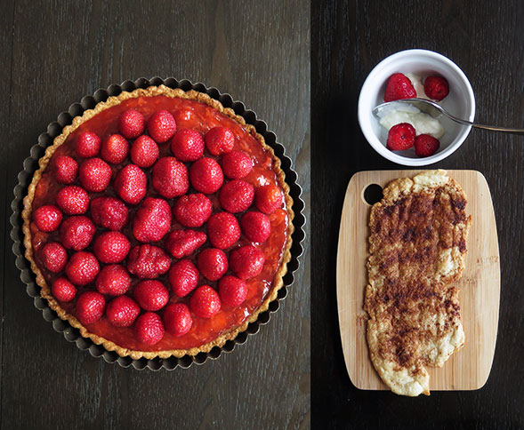 Fresh Strawberry Pie and Pastry Scraps Snack