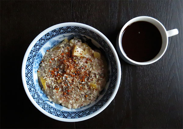 Scottish Oatmeal With Apples, Brazil Nuts and Cinnamon