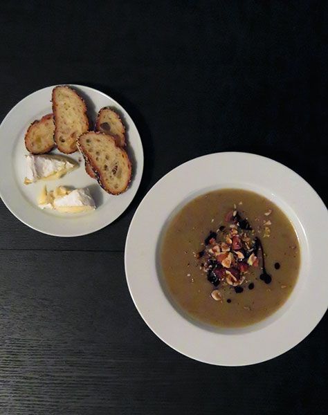 Sunchoke Soup Served With Brie Cheese