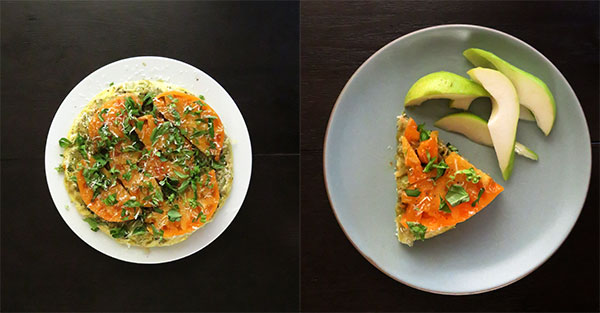 Composite of Vegetable Breakfast Frittata and Leftover Lunch Frittata