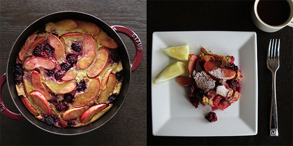 Composite of Apple Pancake With Blackberries