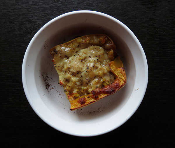 Delicata Squash With Cheese and Corn