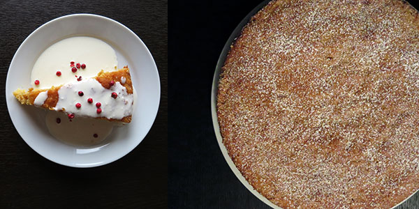 Carrot Almond Cake With Ricotta Cream and Pink Peppercorns