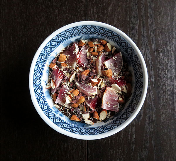 Coffee, Banana, and Cherry Chia Pudding With Blood Oranges and Almonds