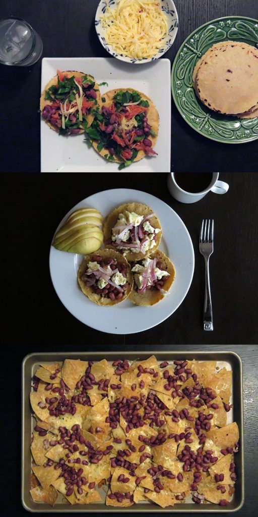Composite of Breakfast and Dinner Tacos and Nachos