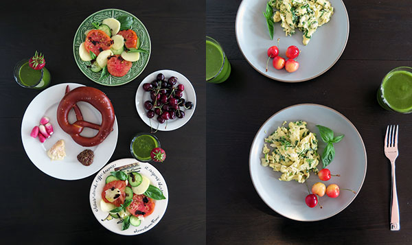 Composite of Green Smoothies With Lunch and Leftover With Breakfast