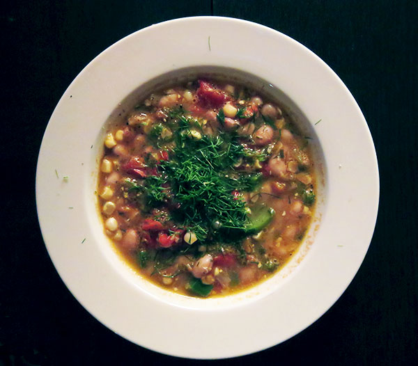 Late Summer Bean Soup With Slow-Roasted Tomatoes and Fennel Greens