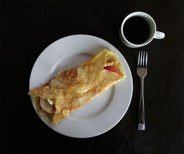 Crepe Filled With Fresh Pears and Cheese