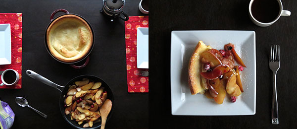 Dutch Baby Pancake With Sautéed Apples and Cranberries