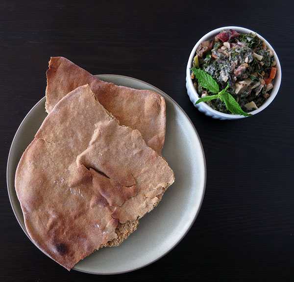 Leftover Flatbread With Kale-Yogurt Dip