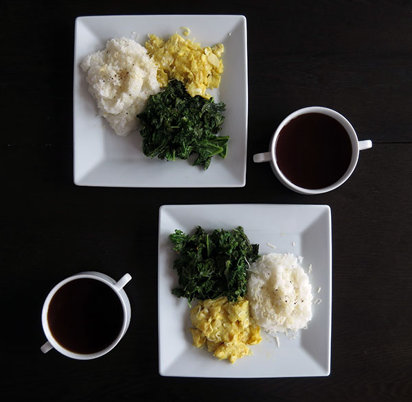 Grits, Kale and Scrambled Eggs