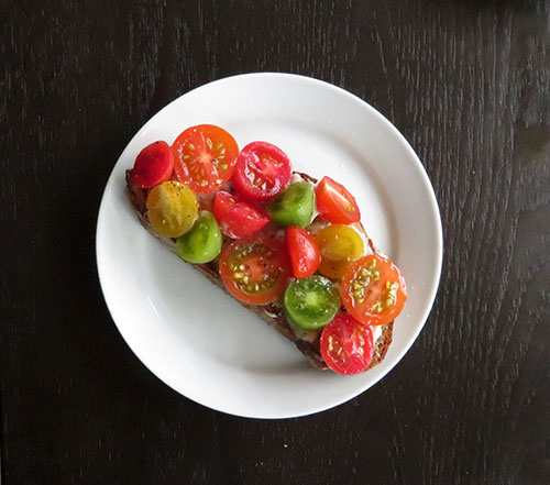 Open-Faced Heirloom Cherry Tomato Sandwich