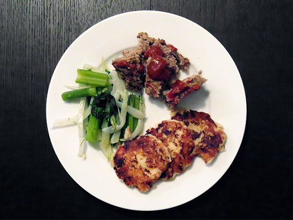 Meatloaf, Potato Cakes and Braised Celery and Fennel