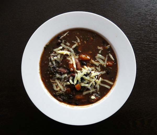 Mixed Bean Chili with Butternut Squash and Greens