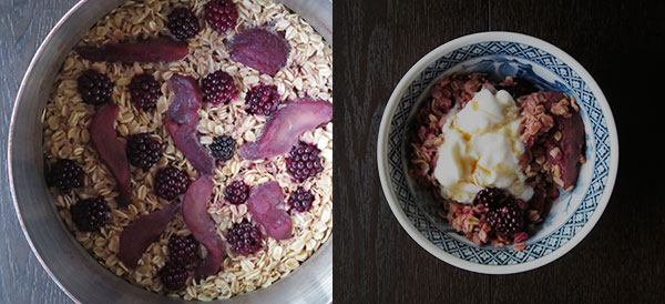 The Very Best Oatmeal With Wine-Poached Pears and Blackberries