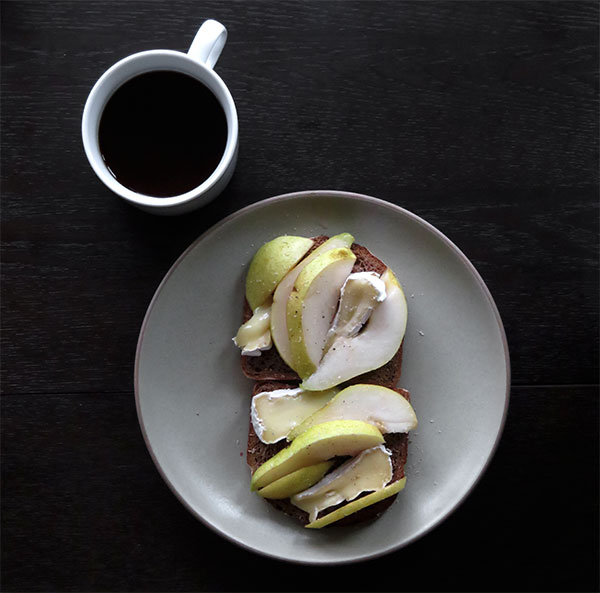 Toasted Rosemary Salt Bread With Petit Brie and Fresh Pears