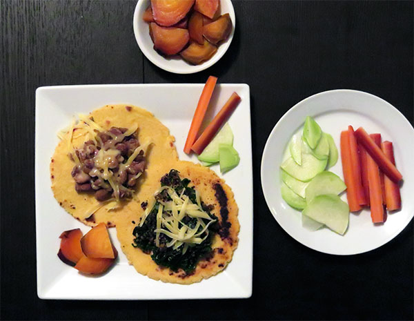 Pinto Bean, Quinoa and Braising Greens Tacos With Cheese