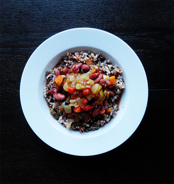 Red Beans and Rice with Pickled Vegetables and Chow-Chow
