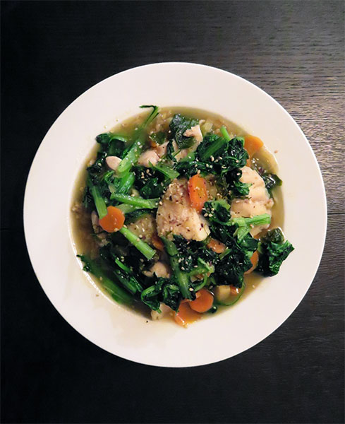 Rockfish Stew With Root Vegetables and Tatsoi