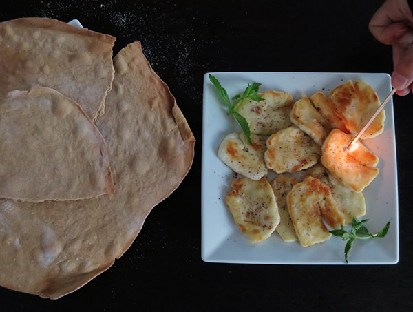 Saganaki and Chickpea Flatbreads