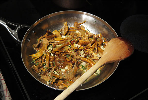 Sautéing Wild Mushrooms Over High Heat