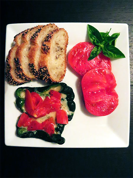 Cheddar Cheese and Tomato Poblanos Rellenos