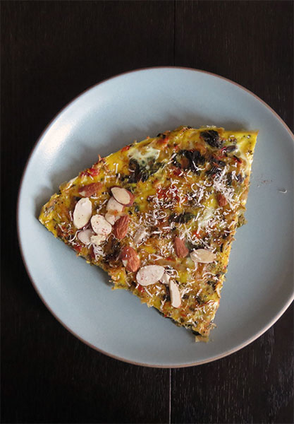 Vegetable Frittata With Sliced Almonds and Parmigiano-Reggiano